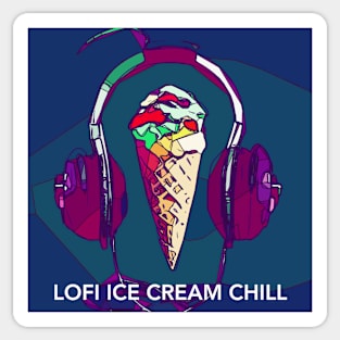 Lofi Ice Cream Chill logo (blue background) Sticker